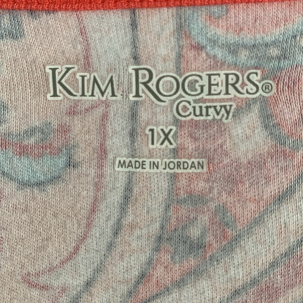 Kim Rogers 1X Multi-colored Paisley Print Short Sleeve T-Shirt EUC - Picture 3 of 6